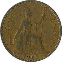Великобритания 1 пенни 1963 год
