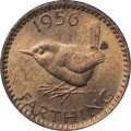 Великобритания 1 фартинг 1956 год - Крапивник (редкая)