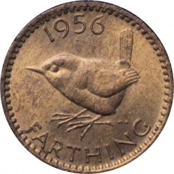 Великобритания 1 фартинг 1956 год - Крапивник (редкая)