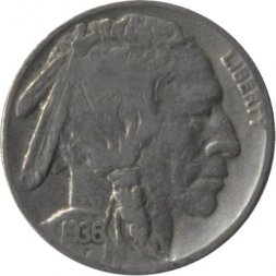 США 5 центов 1936 год - Buffalo Nickel (Без отметки МД)