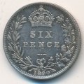Великобритания 6 пенсов 1890 год