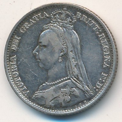 Великобритания 6 пенсов 1890 год