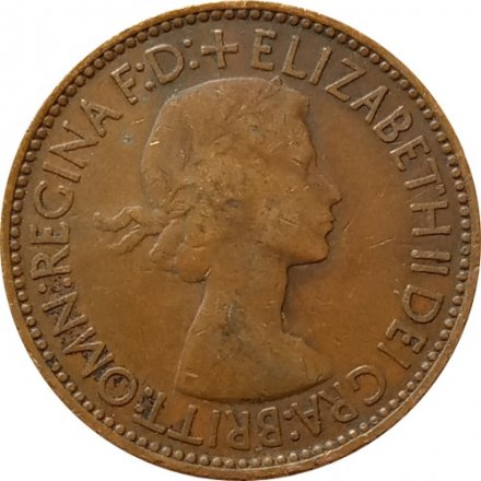 Великобритания 1/2 пенни 1953 год