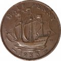 Великобритания 1/2 пенни 1953 год