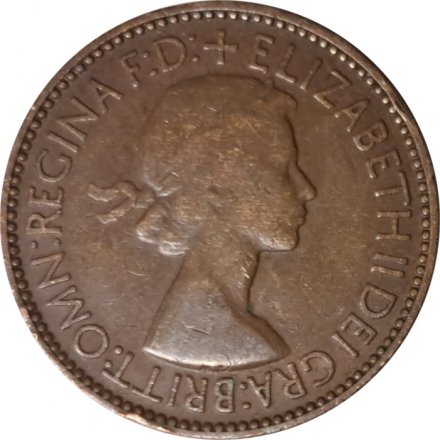 Великобритания 1/2 пенни 1953 год