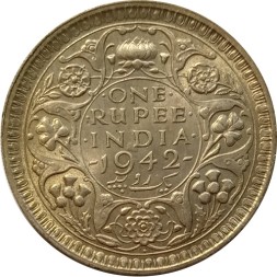 Британская Индия 1 рупия 1942 год
