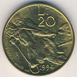 Сан-Марино 20 лир 1994 год