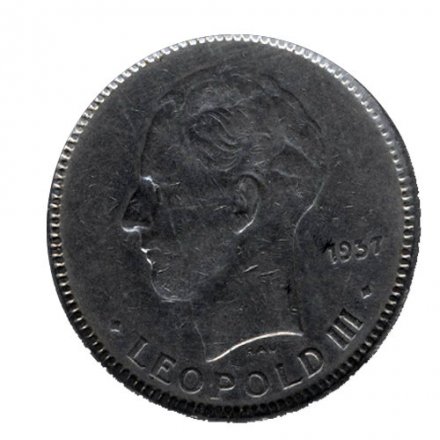 Бельгия 5 франков 1937 год - BELGIQUE