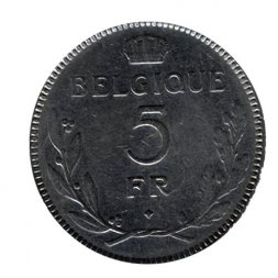 Бельгия 5 франков 1937 год - BELGIQUE