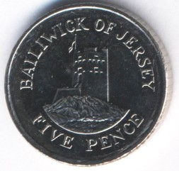 Монета Джерси 5 пенсов 2012 год