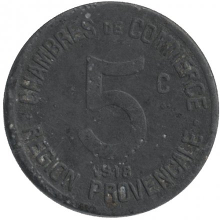 Франция 5 сантимов 1918 год - CHAMBRES DE COMMERCE REGION PROVENCALE