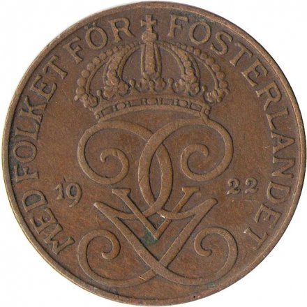 Швеция 5 эре 1922 год - Король Густав V