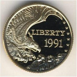 США 5 долларов 1991 год - 50-летие горы Рашмор