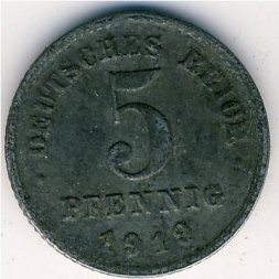Германия 5 пфеннигов 1919 год (E)