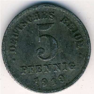 Германия 5 пфеннигов 1919 год (E)