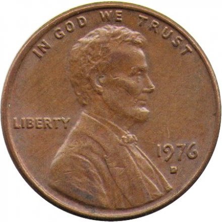 США 1 цент 1976 год - Авраам Линкольн (D)