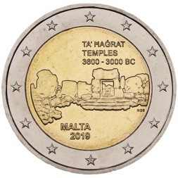 Мальта 2 евро 2019 год - Доисторические места Мальты. Храм Та’ Хаджрат