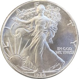 США 1 доллар 1986 год - Шагающая свобода (без отметки МД)