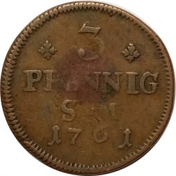 Майнц 3 пфеннига 1761 год Иоганн Фридрих Карл
