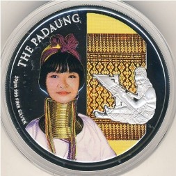 Монета Камбоджа 3000 риелей 2008 год - Чудеса света. Женщины-жирафы народа падаунг