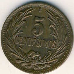 Уругвай 5 сентесимо 1944 год