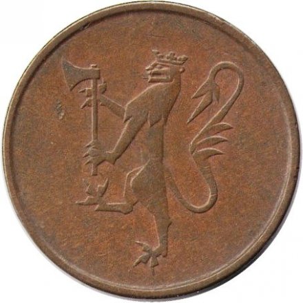 Норвегия 5 эре 1973 год - Король Улаф V (без лося)