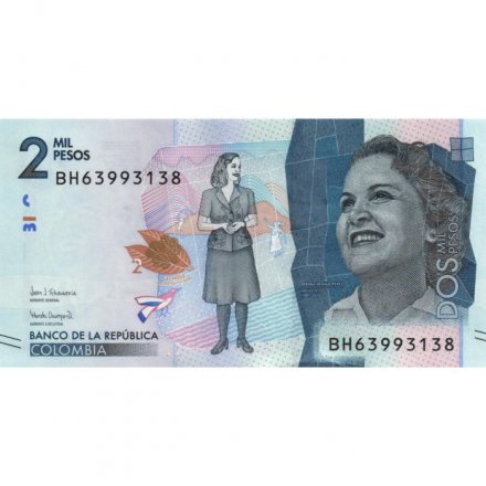 Колумбия 2000 песо 2020 год - Дебора Аранго Перес - UNC