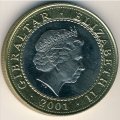 Гибралтар 2 фунта 2001 год - 200 лет Британскому флагу