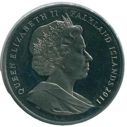 Фолклендские острова 1 крона 2011 год - 85 лет со дня рождения Елизаветы II и 90 лет со дня рождения Принца Филиппа