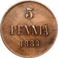 Финляндия 5 пенни 1889 год - Александр III - UNC