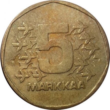 Финляндия 5 марок 1975 год