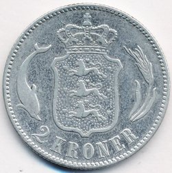 Дания 2 кроны 1876 год