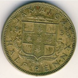 Ямайка 1/2 пенни 1938 год