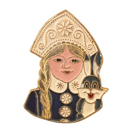 Значок СССР. Снегурочка и заяц 