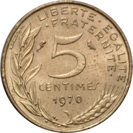 Франция 5 сантимов 1970 год - Марианна