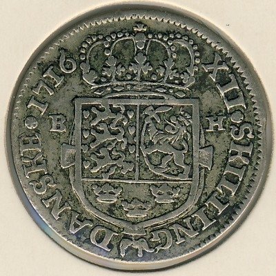 Дания 12 скиллингов 1716 год