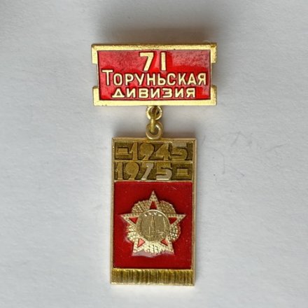 Значок. 71 Торуньская Дивизия. 1941-1975. г. Петрозаводск. Встреча ветеранов 