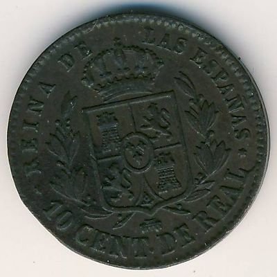 Испания 10 сентимо 1859 год