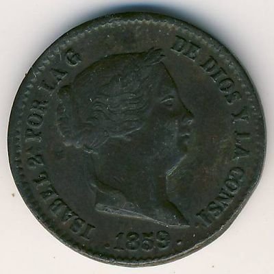 Испания 10 сентимо 1859 год