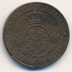 Испания 1 сентимо 1868 год