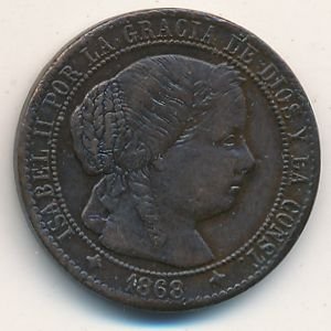 Испания 1 сентимо 1868 год