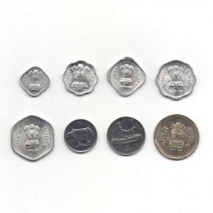 Набор из 8 монет Индия 1972-1991 год