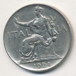 Италия 1 лира 1924 год