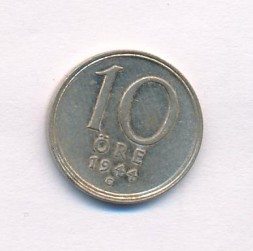 Монета Швеция 10 эре 1944 год