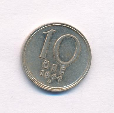 Швеция 10 эре 1944 год