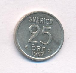 Швеция 25 эре 1957 год