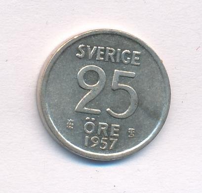 Швеция 25 эре 1957 год