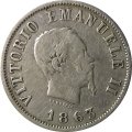 Италия 50 чентезимо 1863 год (Щит на реверсе, М)