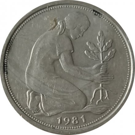 ФРГ 50 пфеннигов 1981 год (F)