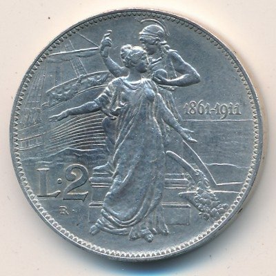 Италия 2 лиры 1911 год